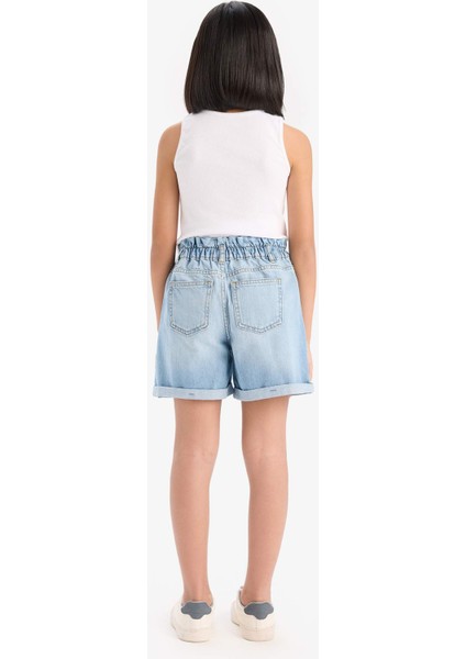 Kız Çocuk Paperbag Jean Şort