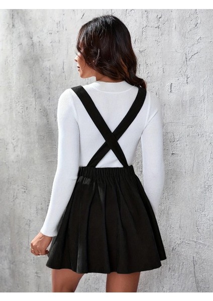 Ozgn Kadın Askılı Sırttan Çapraz Detaylı Kısa Kiloş Kadife Mini Elbise modelleri