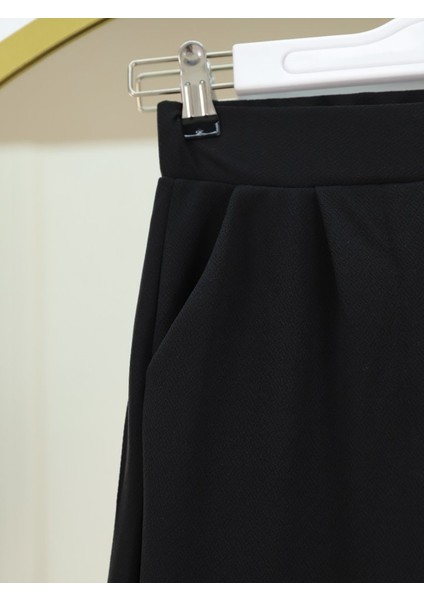 Ozgn Cırtlı Fermuarlı Palazzo Pantolon -Siyah modelleri