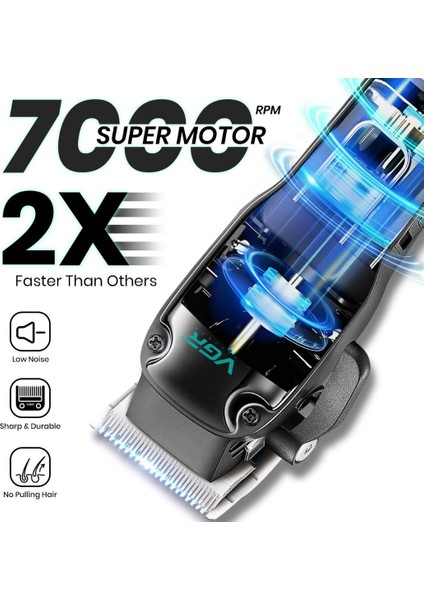 Farissu Profesyonel Şarjlı Saç Kesme Makinesi - 200 Dakika Çalışma Süresi, 7000 Rpm Motor ve 8li Tarak Seti modelleri