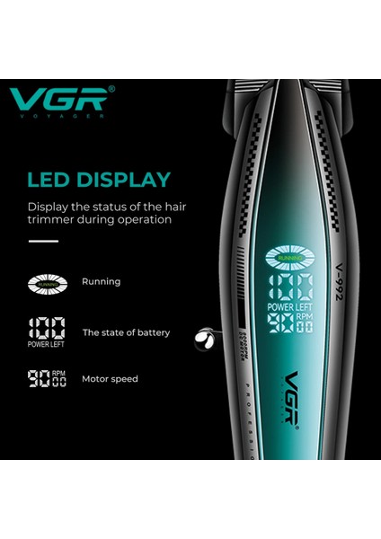 Farissu Vgr V-992 Profesyonel 9000 Rpm Yüksek Hız Metal Gövde Şarjlı Saç ve Sakal Çizim Makinesi fırsatları