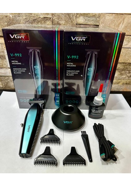 Farissu Vgr V-992 Profesyonel 9000 Rpm Yüksek Hız Metal Gövde Şarjlı Saç ve Sakal Çizim Makinesi