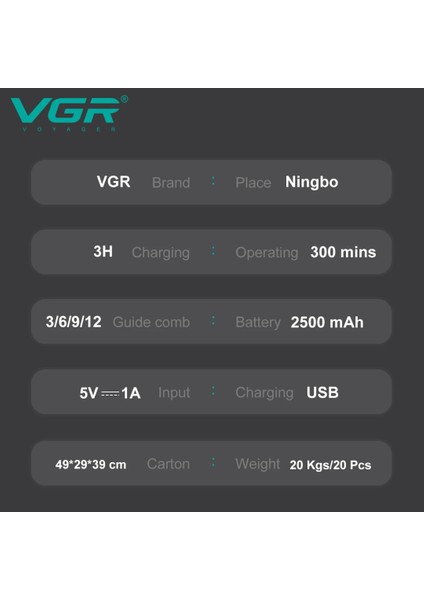 Farissu Vgr V-051 Profesyonel Şarjlı Saç Kesme Makinesi - 300 Dakika Kesintisiz Güç & Seramik Bıçak