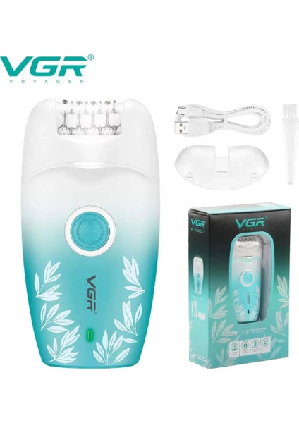 Farissu Vgr V-738 Profesyonel Kadın Epilatörü – LED Işıklı, 18 Cımbızlı, 2 Hız Ayarlı ve USB Şarjlı Kablosuz