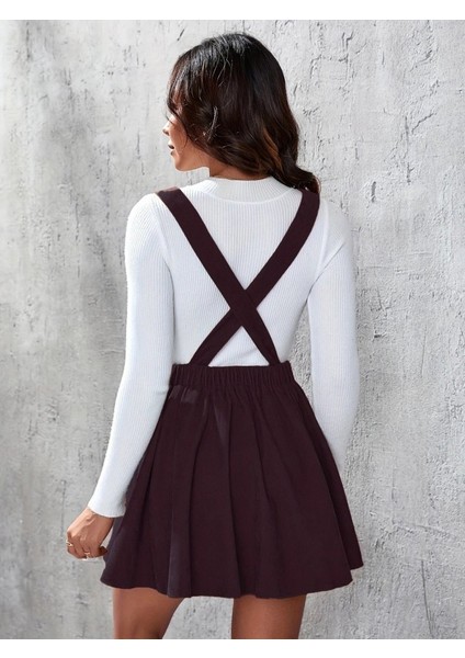 Ozgn Kadın Askılı Sırttan Çapraz Detaylı Kısa Kiloş Kadife Mini Elbise modelleri