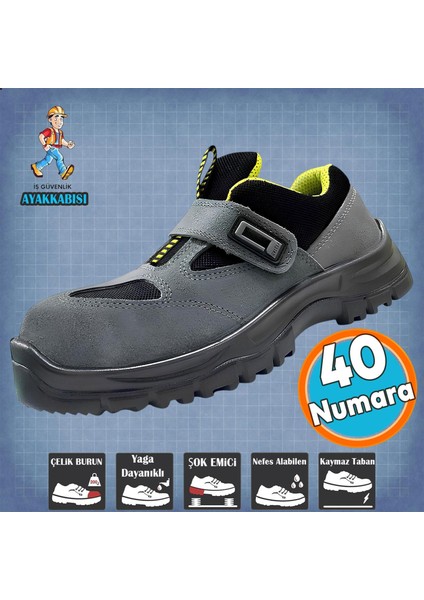 Cırtlı Çelik Demir Burunlu 40 Numara Çelik Ara Tabanlı Süet Güvenlik Inşaatçı Ayakkabı Iş Ayakkabısı