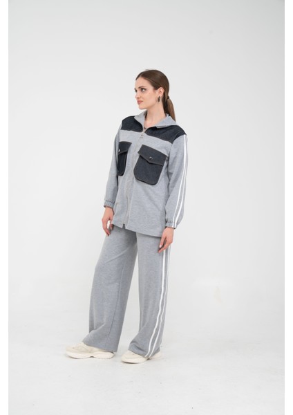 Kontrast Detaylı Fermuarlı Spor Ikili Takım K1748 modelleri