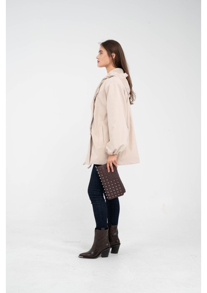 Kapüşonlu Çift Düğmeli Trençkot K8051 indirimleri