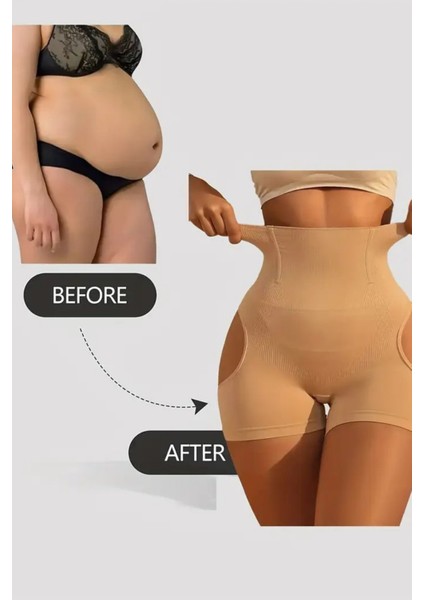 1 Adet Kadınlar Için Yüksek Bel Karın Kontrolü Kaldırıcı, Dikişsiz Örme Kumaş, Orta Destek, Asimet