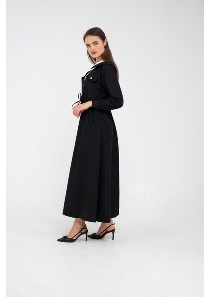 Düğmeli Bel Bağcıklı Trençkot Detaylı Elbise K1746 fırsatları