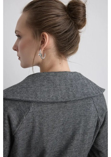 Beli Bağcıklı Balıksırtı Ceket - Gri indirimleri