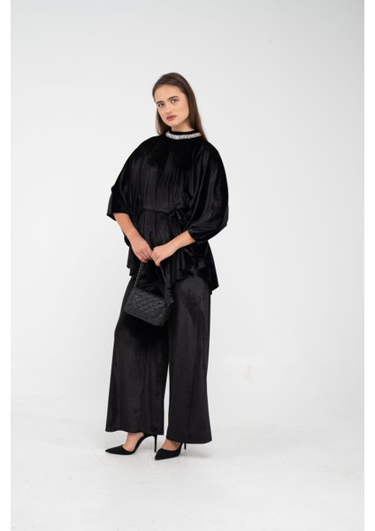 Taş Detaylı Kuşaklı Kadife Takım K8049 fiyatları