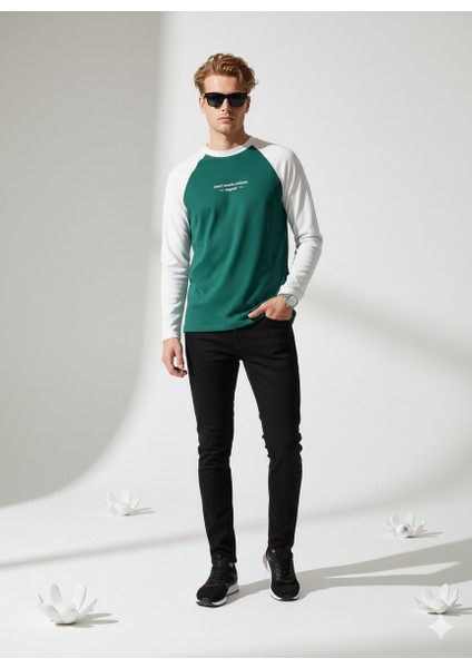 Erkek Relax Fit Rahat Kesim Pamuklu Yumuşak Dokulu Bisiklet Yaka Sweatshirt