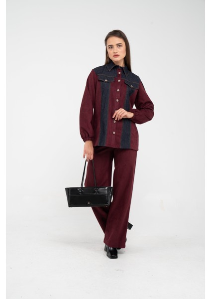 Kadife Jean Detaylı Ikili Takım K1744