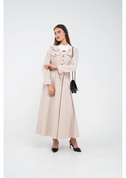 Düğmeli Bel Bağcıklı Trençkot Detaylı Elbise K1746 fiyatları
