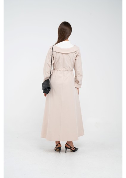 Düğmeli Bel Bağcıklı Trençkot Detaylı Elbise K1746 fırsatları