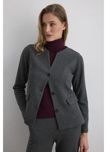 V Yaka Kazayağı Ceket - Gri modelleri