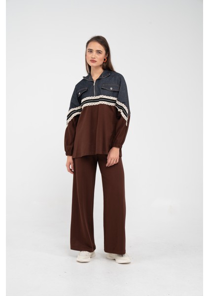 Dantel Şeritli Kot Detaylı Ikili Takım K1751 fiyatları