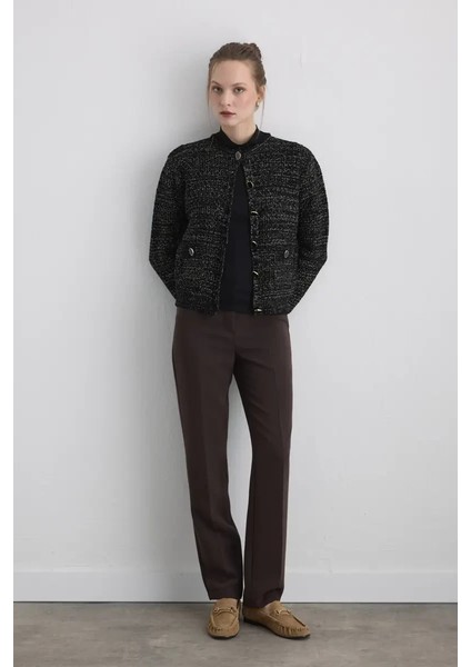 Simli Triko Şönil Hırka - Siyah fiyatları