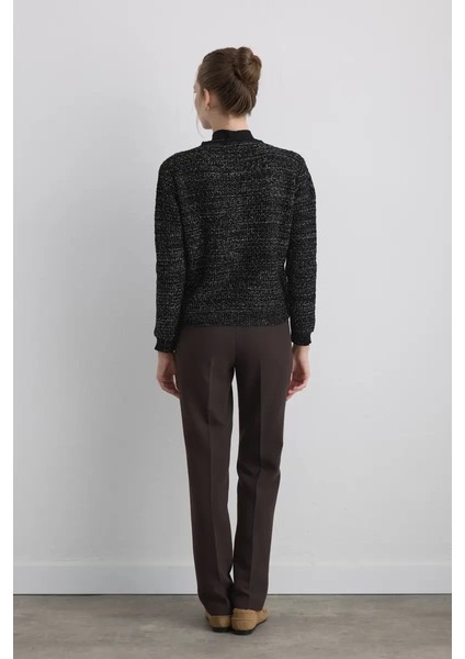 Simli Triko Şönil Hırka - Siyah indirimleri