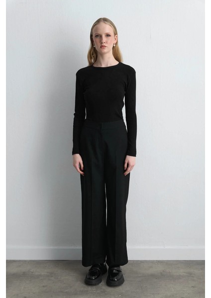 Uzun Kollu Basic Pamuk Tshirt - Siyah fırsatları