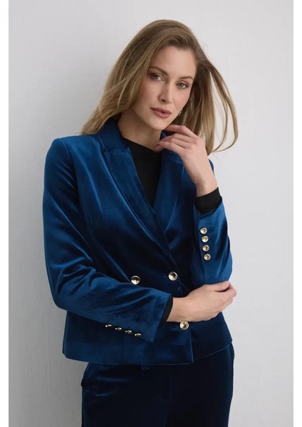 Kruvaze Kadife Ceket - Lacivert fiyatları