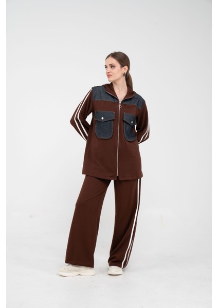 Kontrast Detaylı Fermuarlı Spor İkili Takım K1748 fiyatları