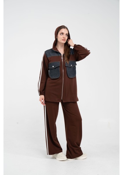 Kontrast Detaylı Fermuarlı Spor İkili Takım K1748 modelleri