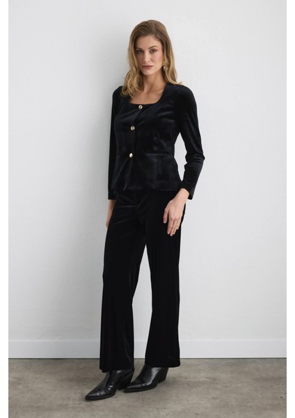 Düğmeli Kadife Ceket - Siyah fiyatları