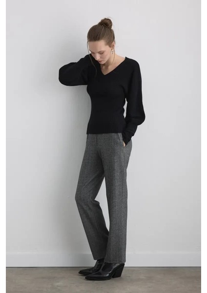 Yarasa Kol Yünlü Triko - Siyah modelleri