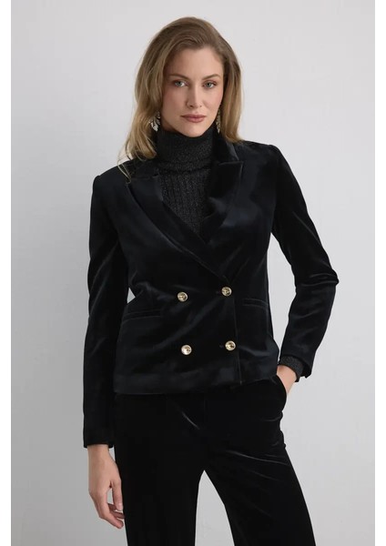 Kruvaze Kadife Ceket - Siyah fiyatları