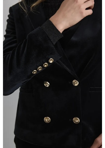 Kruvaze Kadife Ceket - Siyah modelleri