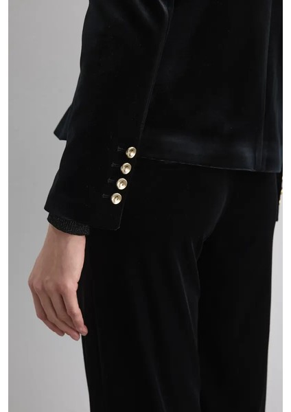 Kruvaze Kadife Ceket - Siyah indirimleri