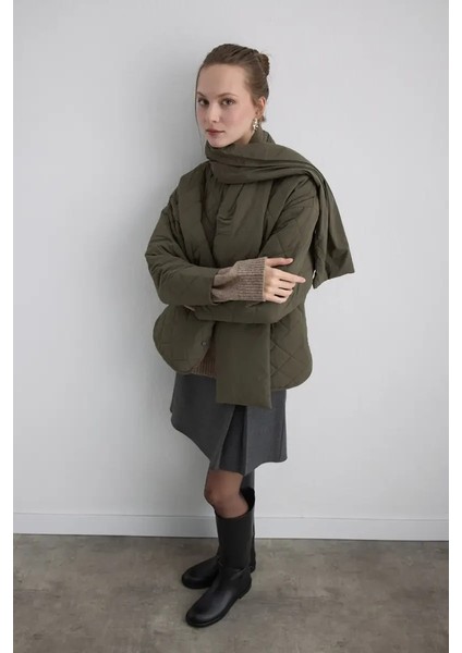 Atkılı Kapitone Mont - Haki fırsatları