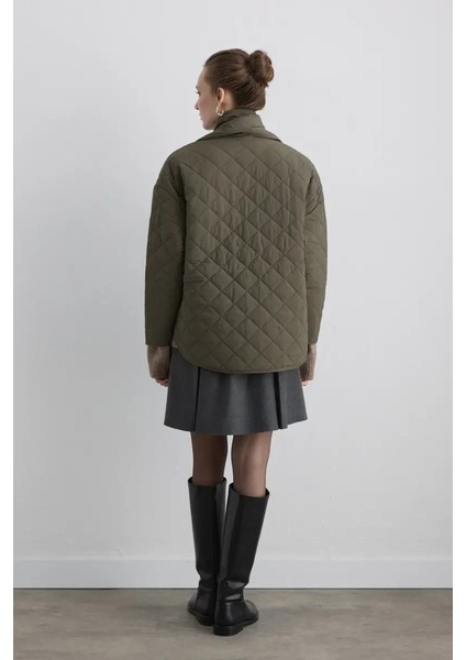 Atkılı Kapitone Mont - Haki indirimleri