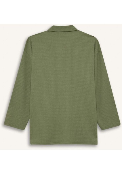 Relax Fit Polo Yaka Bürümcük Uzun Kollu Gömlek D7520AX25SP