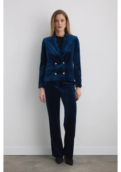 Kruvaze Kadife Ceket - Lacivert modelleri
