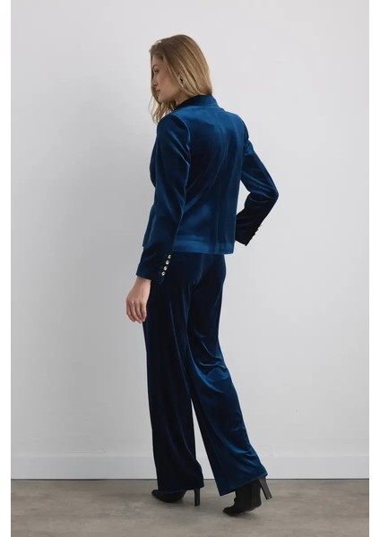 Kruvaze Kadife Ceket - Lacivert indirimleri