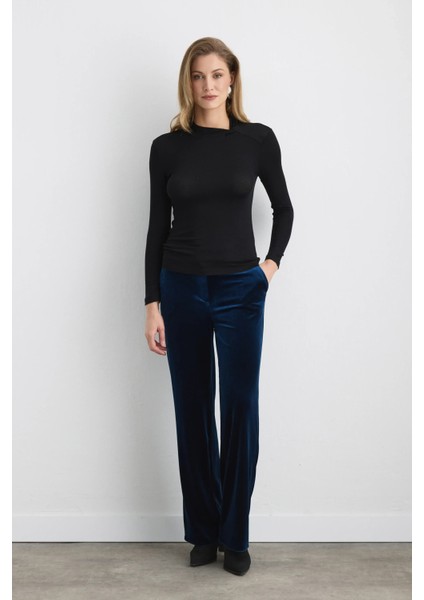 Yakası Düğümlü Viskon Lycra Bluz - Siyah fiyatları