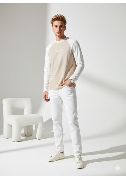 Erkek Relax Fit Rahat Kesim Pamuklu Yumuşak Dokulu Bisiklet Yaka Sweatshirt