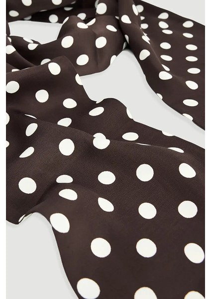 Puantiyeli Uzun Fular - Kahverengi modelleri