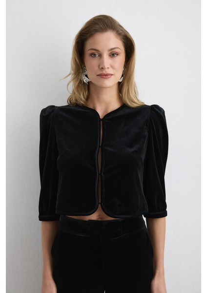 Kadife Bolero Ceket - Siyah modelleri