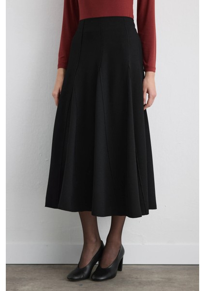 Volanlı Midi Etek - Siyah fiyatları
