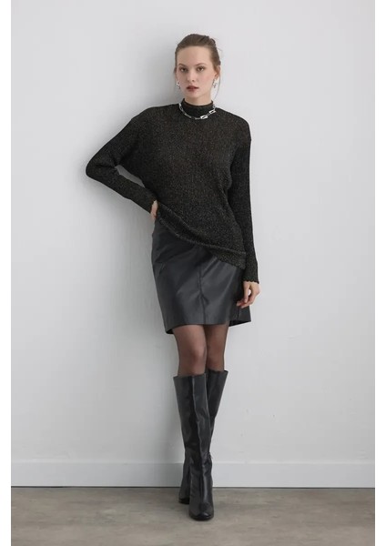 Yakası Düğmeli Rayon Triko Bluz - Siyah fiyatları