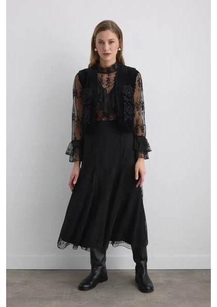 Anka Koleksiyonu Dantel Uzun Etek - Siyah fiyatları