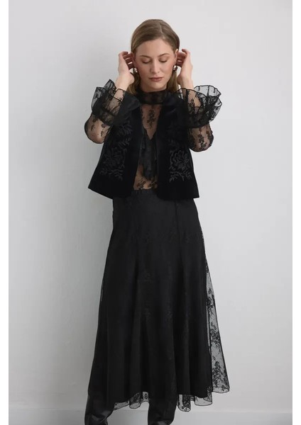 Anka Koleksiyonu Dantel Uzun Etek - Siyah modelleri