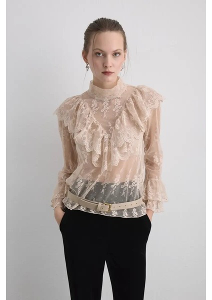 Anka Koleksiyonu Dantel Bluz - Bej fiyatları