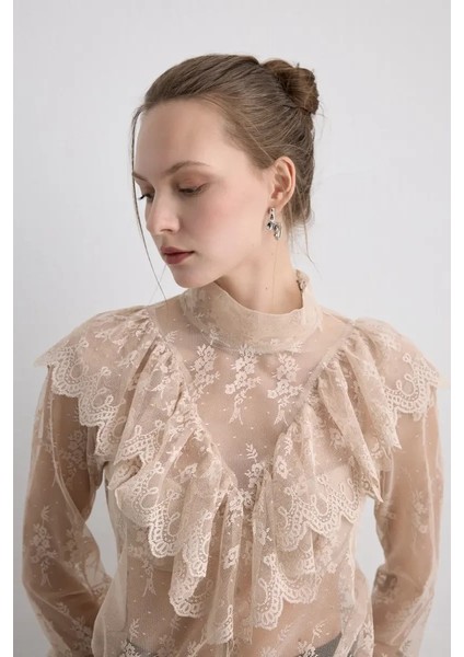 Anka Koleksiyonu Dantel Bluz - Bej indirimleri