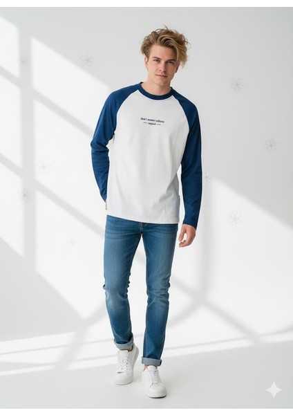 Erkek Relax Fit Rahat Kesim Pamuklu Yumuşak Dokulu Bisiklet Yaka Sweatshirt