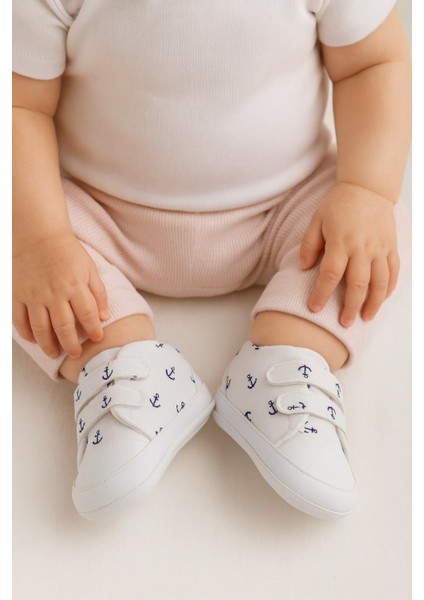 Denizci Desenli Ilk Adım Yumuşak Tabanlı Ayakkabı